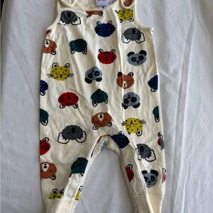 Hanna Andersson Cream Animal Print Baby Sleeveless Onesie Size 6-12 mos